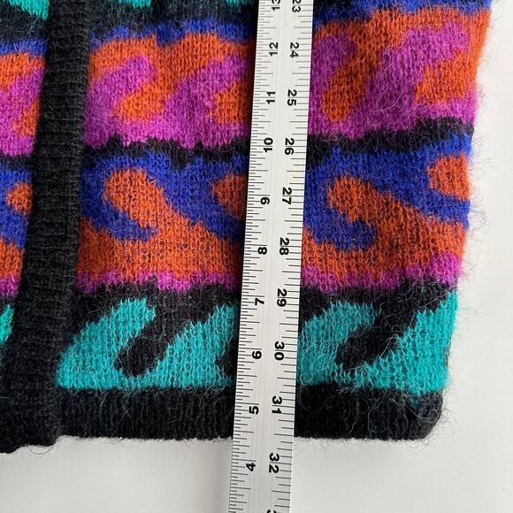 Tony Lambert VTG Wool Blend Art Wild Bright Open Front Cardigan Sweater Jacket M - Picture 9 of 10